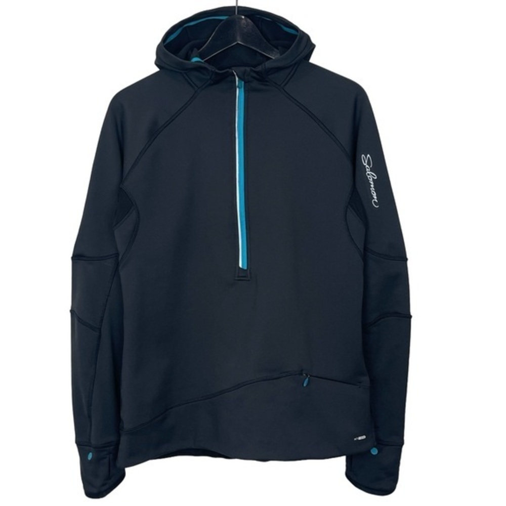 Salomon Swift Midlayer Half Zip Hoodie Black & Turquoise Women’s L